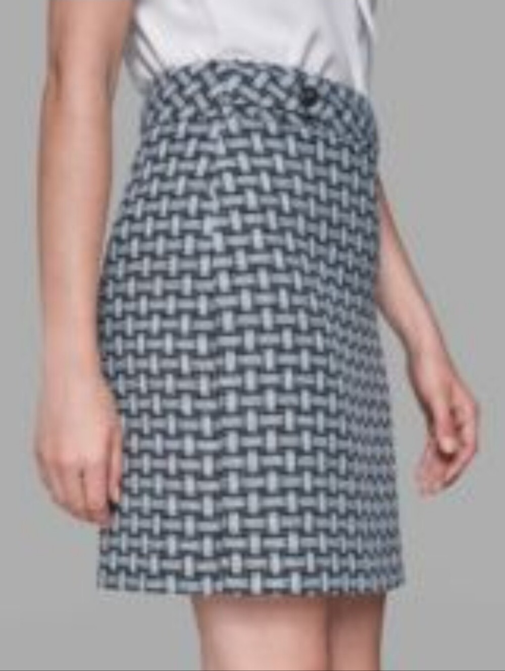 NWT KARL LAGERFELD Lt Blue Basketweave Knit Mini Skirt Sz 14